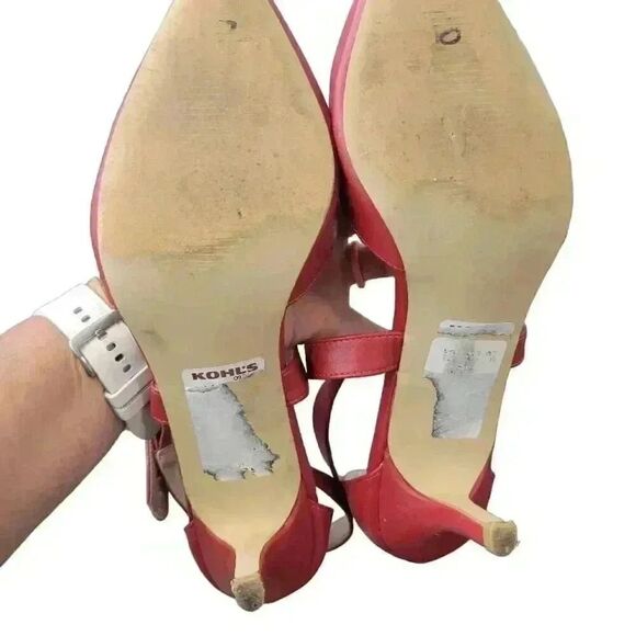 TG Women's Red Faux Leather 2" Pumps with Ankle Straps - Picture 8 of 11